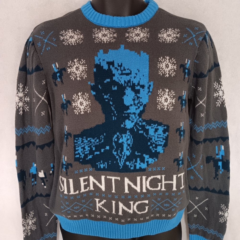 Game of Thrones Silent Night King Sweater Small Blue Gray NWT